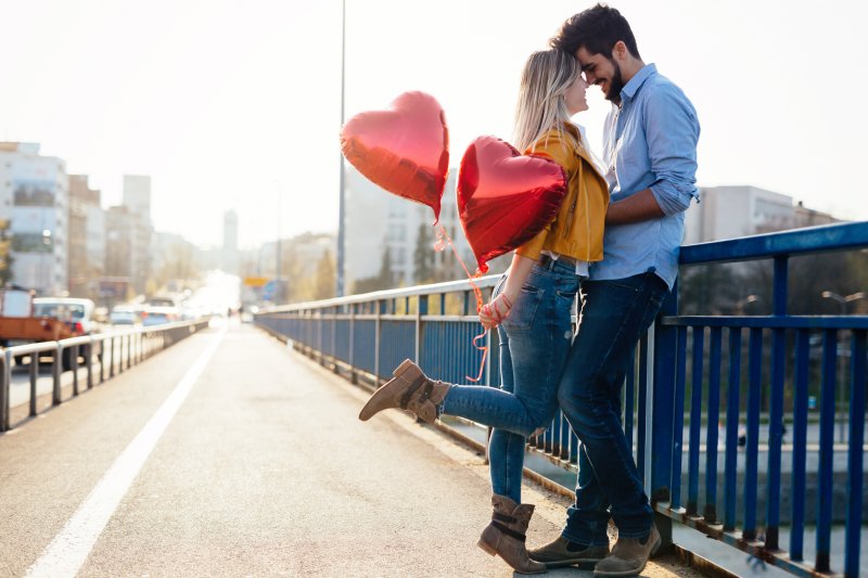 Couple celebrating Valentine’s Day with good oral health